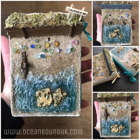 Seaham Beach With Genuine Sea Glass Rare Multi And Sand From Seaham Artwork Diorama Handmade In The Uk