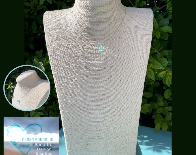 Drop of the Ocean. Greek Goddess. Genuine Sea Glass on Solid Gold Necklace. Guaranteed Authentic.