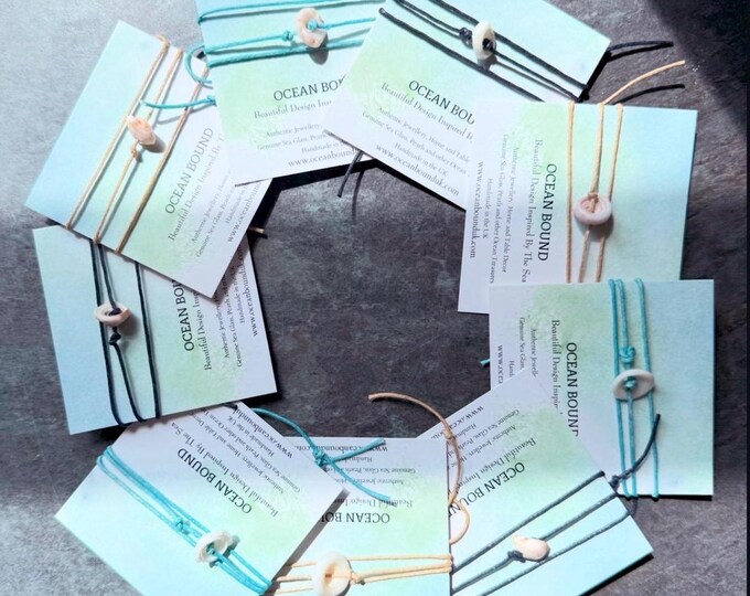 Aloha. Real Hawaiian Puka Shell on Personalised Cotton Cord Bracelet/Anklet.