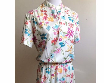 70s Floral Dress | Vintage Hippie Flower Child Dress | Summer Dress