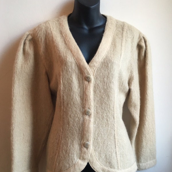 Vintage Mohair Cardigan | Bohemian Cardigan | 60s Style Sweater | ANNE HALL Label | Camel Cardigan