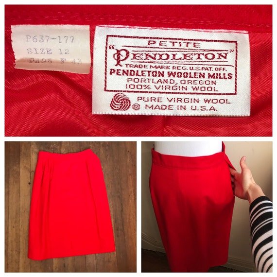 Vintage Pendleton Skirt | Red Wool Pencil Skirt |… - image 3