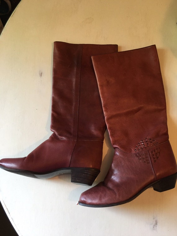 Vintage Tall Brown Leather Boots Boho Vintage Tall Brown Leather Boots Boho
