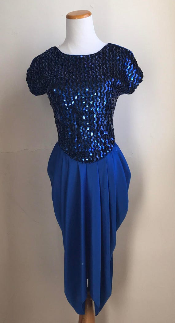 Electric Blue Sequin Dress | 80s Chick Party Dress - image 4