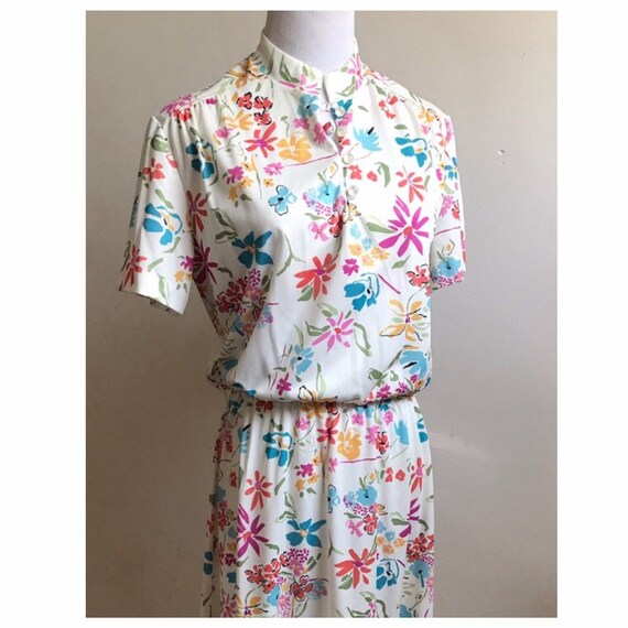 70s Floral Dress | Vintage Hippie Flower Child Dre