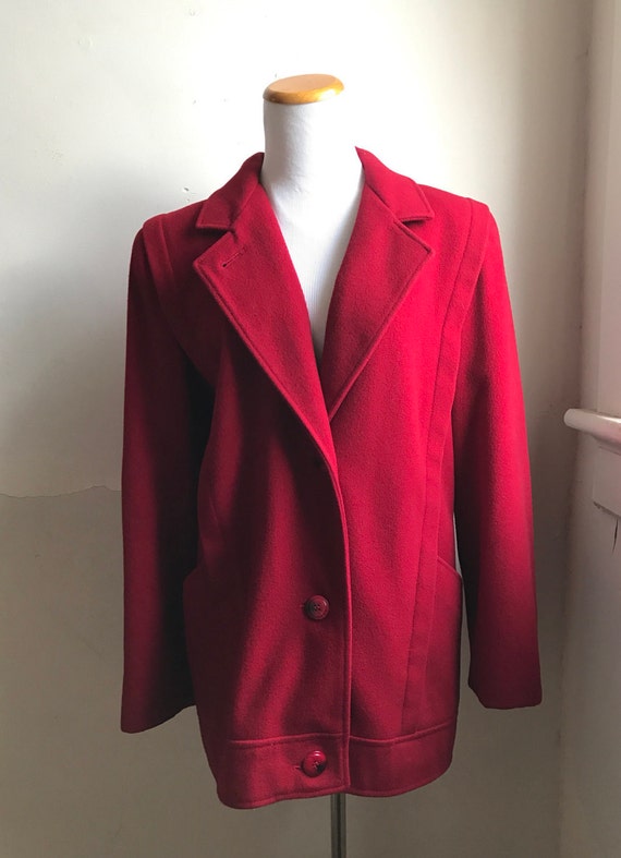 Vintage Red Fahsion Coat | 80s MacKintosh Coat | … - image 1