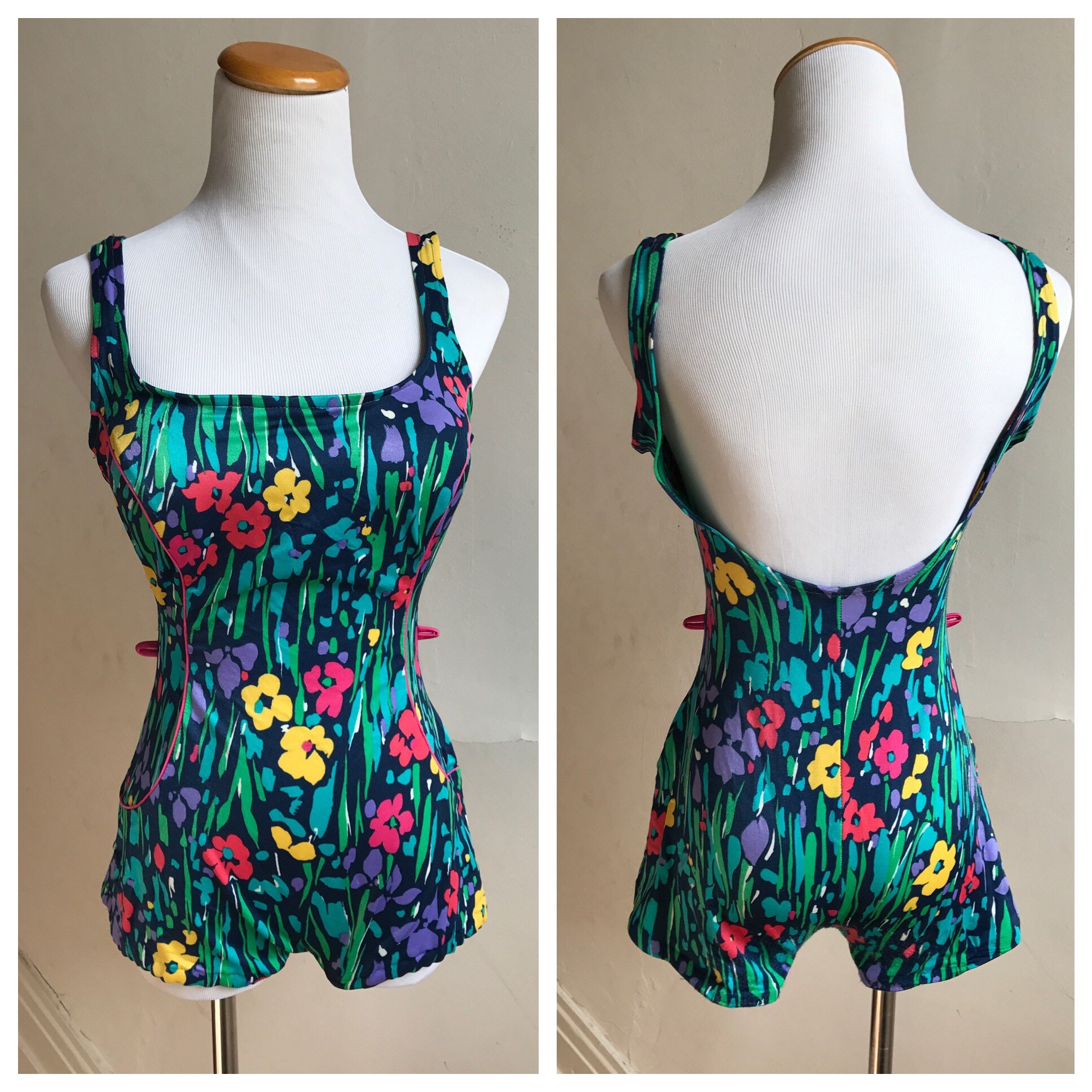Vintage 70s Swimsuit Floral Bathing Suit Onepiece Ladies | Etsy