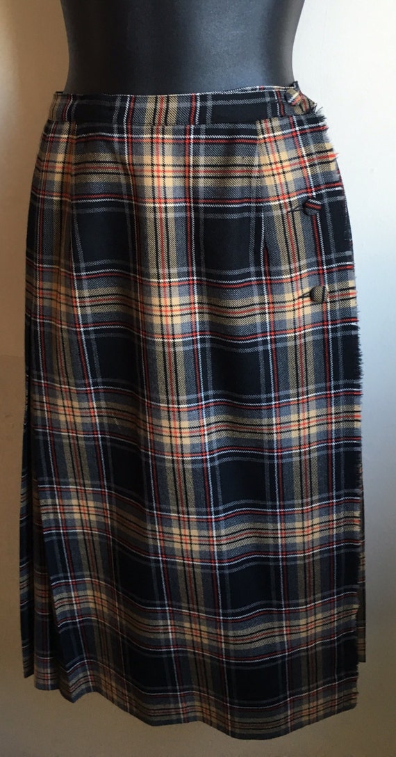 Vintage 70s Style A-Line skirt | Plaid Blanket Ski