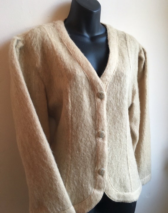 Vintage Mohair Cardigan Bohemian Cardigan 60s Style Sweater ANNE HALL Label  Camel Cardigan 