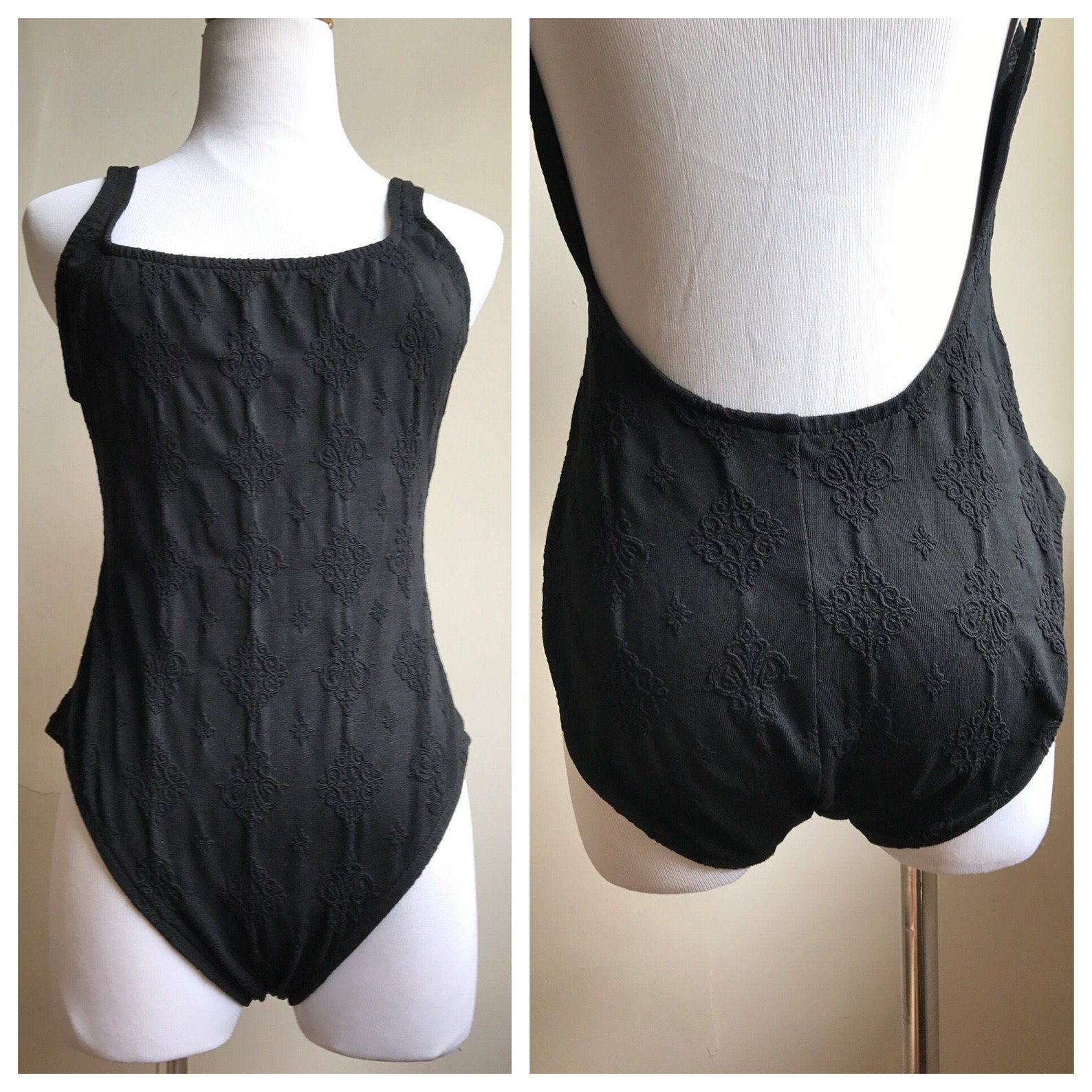 Vintage Swimsuit Black Highcut Onepiece Bathing Suit 80s - Etsy