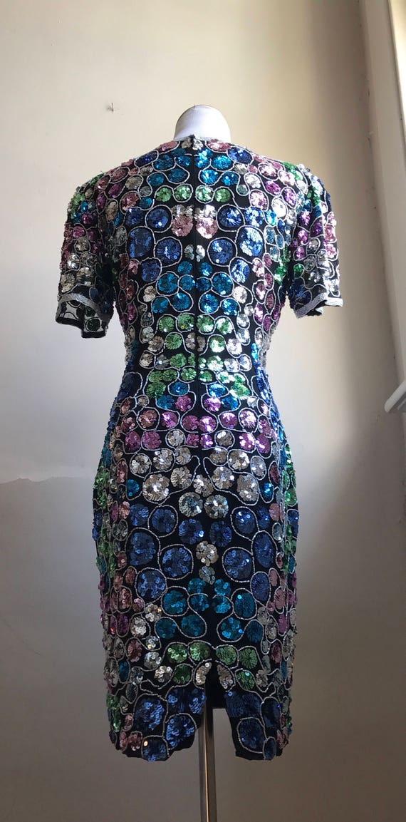 Vintage Sequin Cocktail Dress | Nite Line Bling B… - image 10