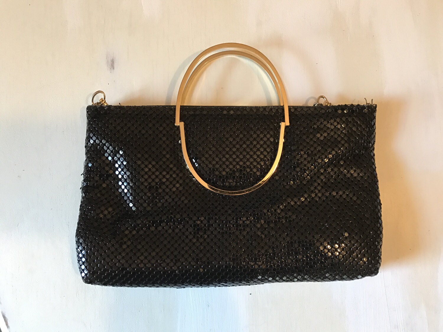 Vintage Mesh Evening Bag Black Clutch W/ Removable Crossbody Etsy