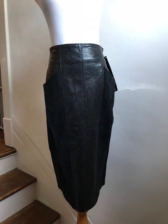 Black Snakeskin Skirt | 80s Grunge Skirt | Deadstock … - Gem