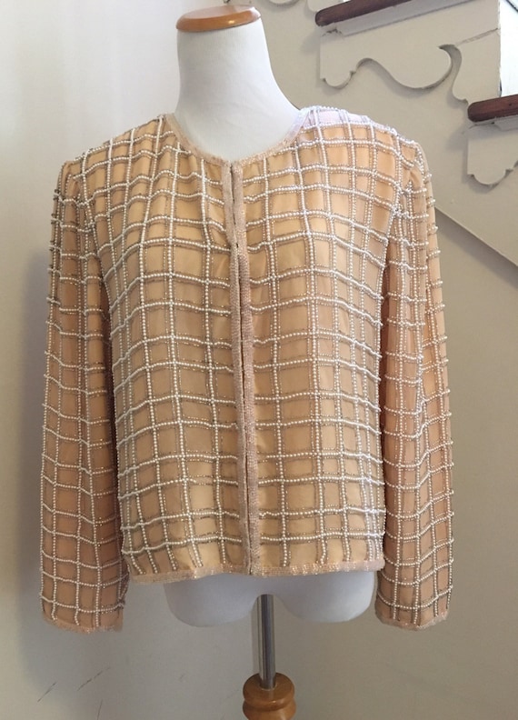 Vintage Silk Beaded Cardigan | Formal Evening Wear