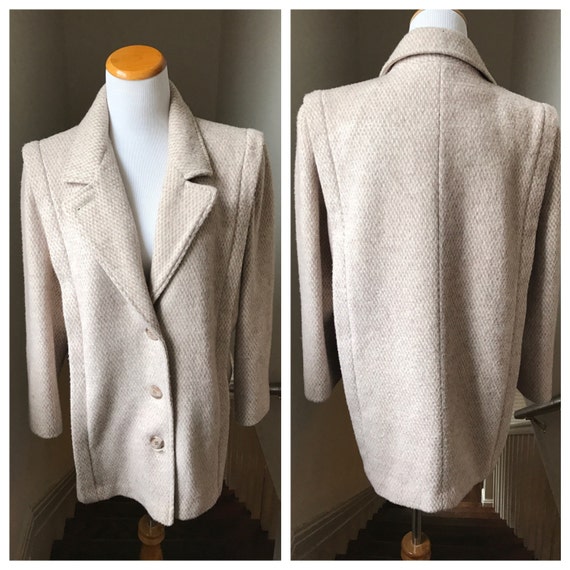 Vintage Tweed Cream Coat | Wool Short Coat | Peti… - image 3