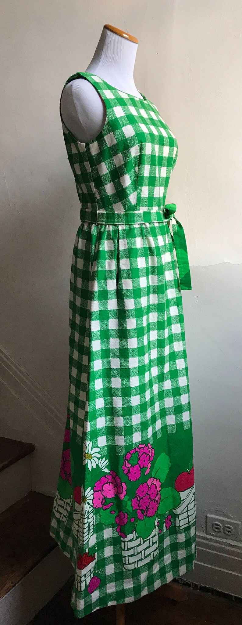 Vintage Green Picnic Plaid Dress Boho Wedding Guest Dress - Etsy