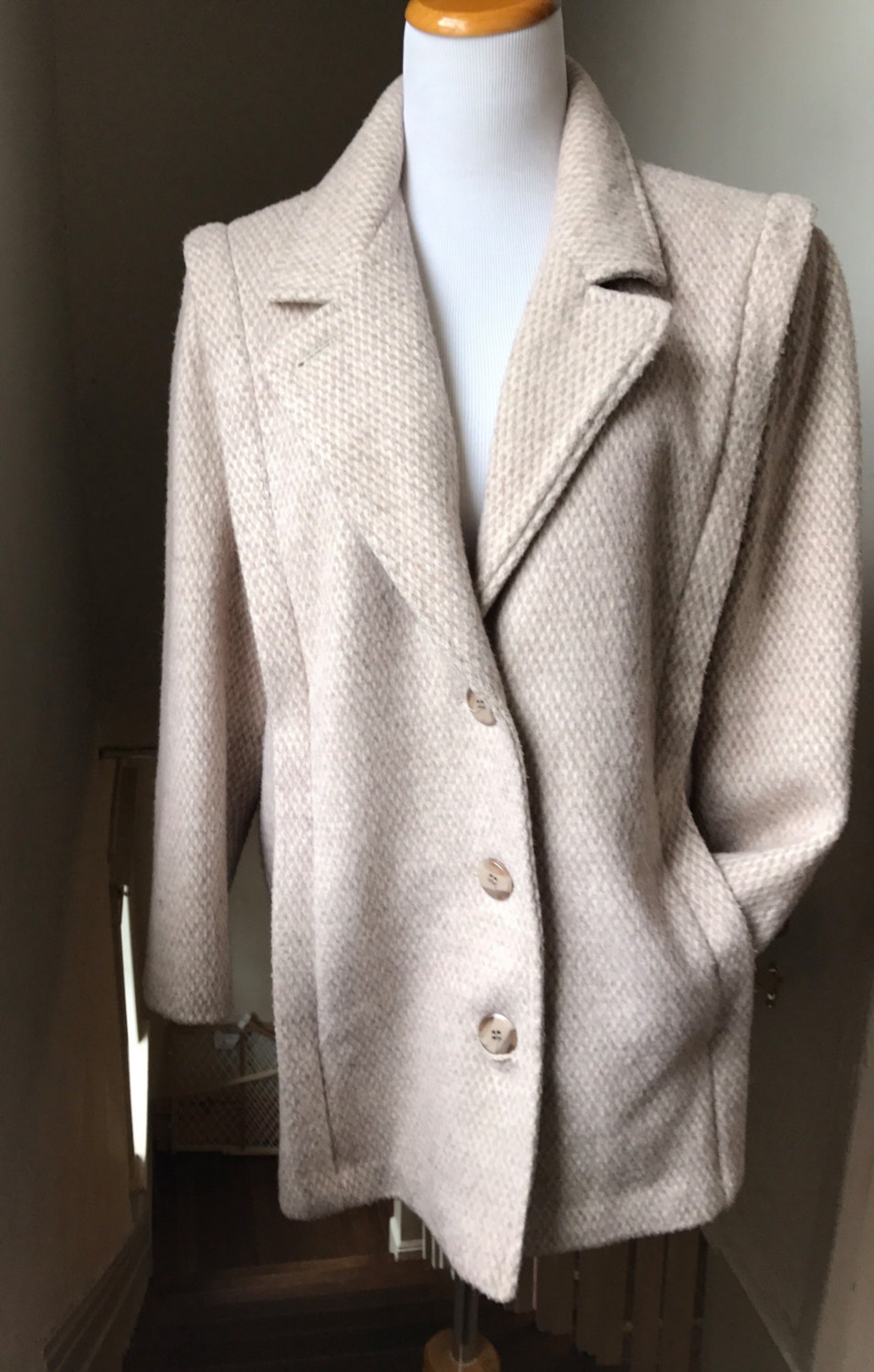 Vintage Tweed Cream Coat Wool Short Coat Petite Vintage - Etsy