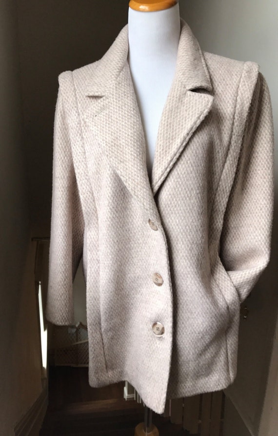 Vintage Tweed Cream Coat | Wool Short Coat | Peti… - image 4