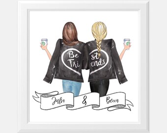 Custom Best Friend Art Print 8 x 8 - DIGITAL DOWNLOAD, Printable Wall Art, Printable Art,Best Friend Birthday Gift,Best friends Personalized