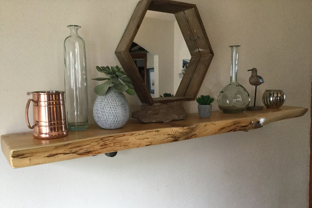 Live Edge Shelf White Cedar 53L X 710W Hardware Included Etsy