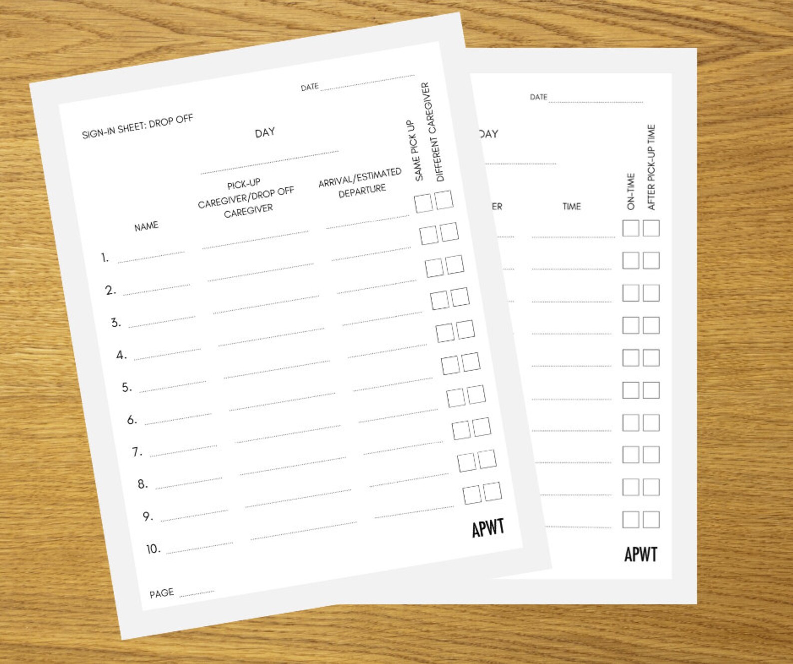 Simple Printable Dropoff Pickup Signin Sheet Set Daycare Etsy