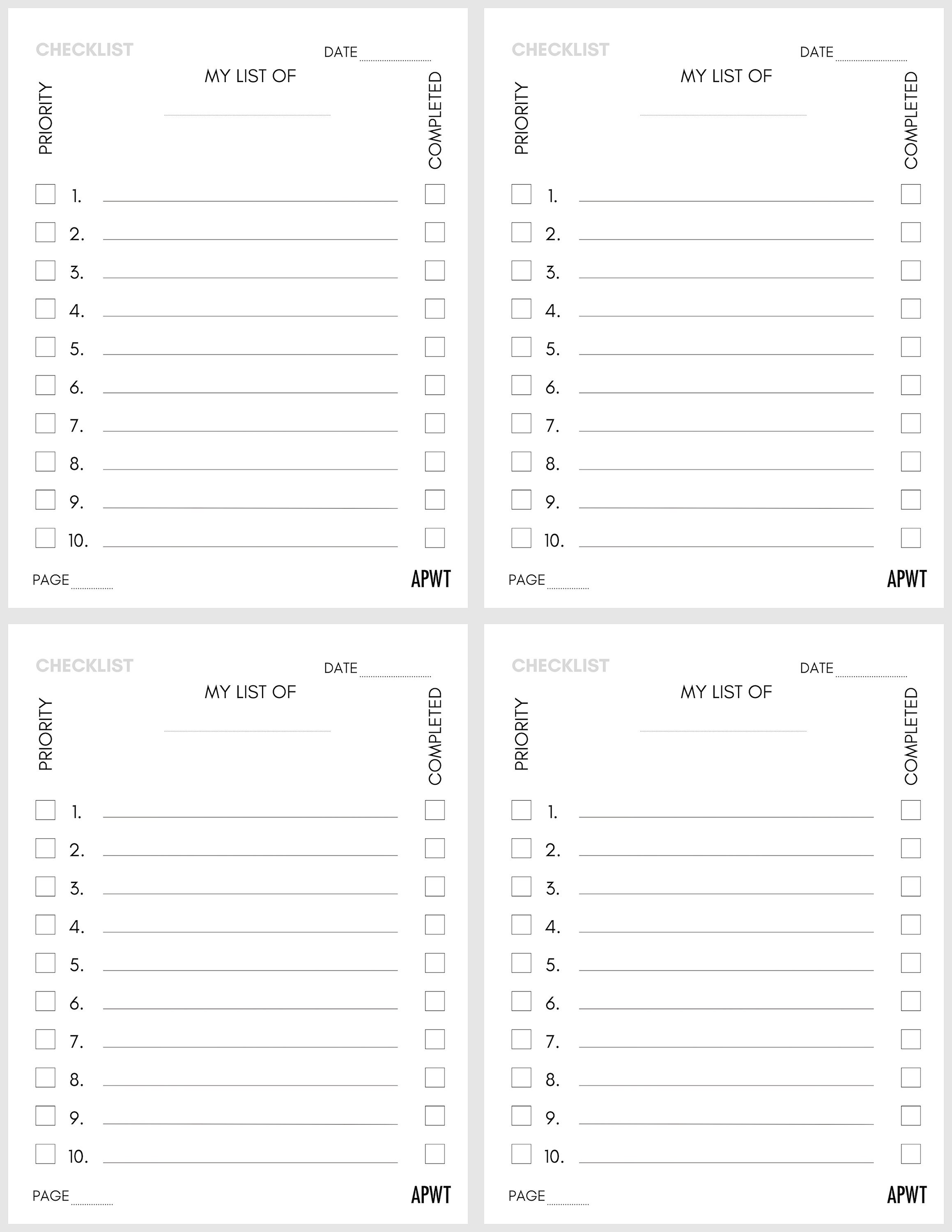 Simple Mini Printable Checklists Printable To do List Etsy Simple Mini Printable Checklists Printable To do List Etsy