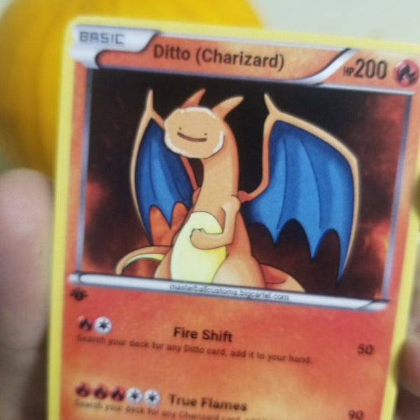 Ditto (Charizard) 1st Edition - Fan-made Custom Trading Card - Non-holo