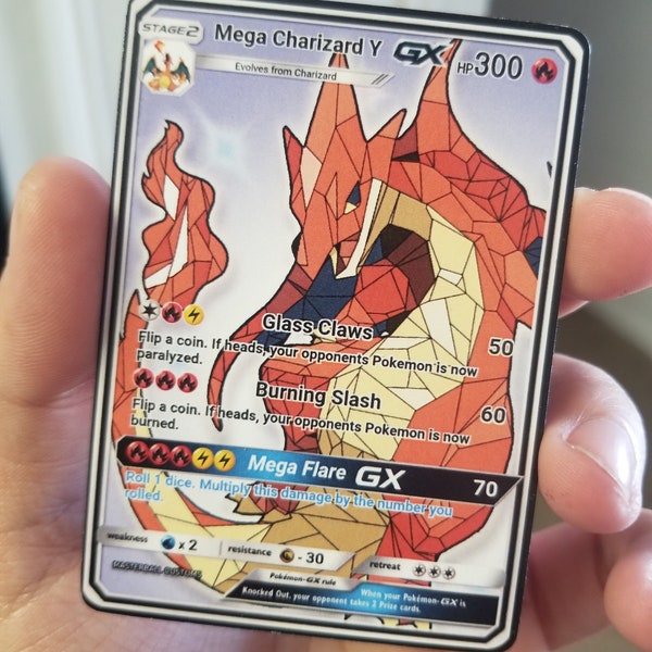 Stained Glass Mega Charizard (Y) GX - Fan-made Custom Trading Card