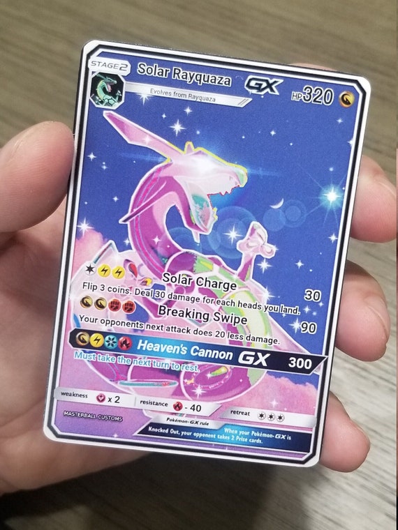 Solar Rayquaza GX Fan-made Custom Trading Card Pokemon 