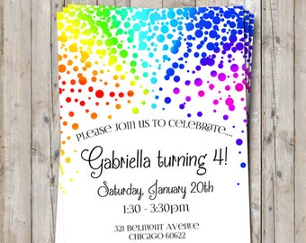 Rainbow birthday invitation personalized for your party - digital / printable DIY girls birthday invite