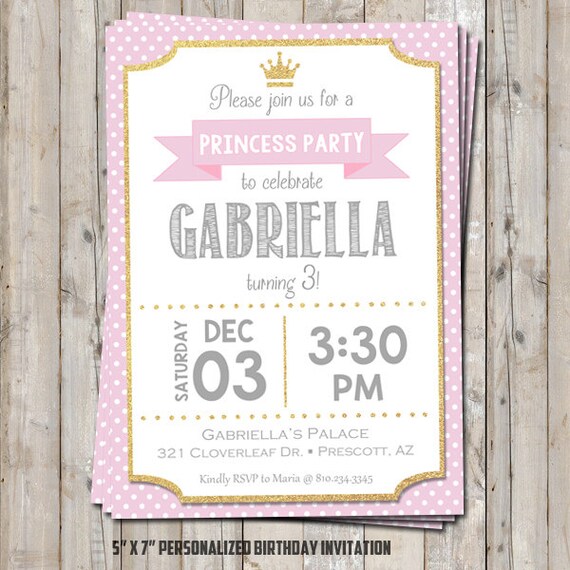pink princess birthday invitation personalized for your etsy pink princess birthday invitations
