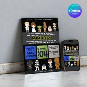 Faire-part d'anniversaire Star Wars personnalisé pour votre fête - Faire-part Star Wars DIY numérique / imprimable