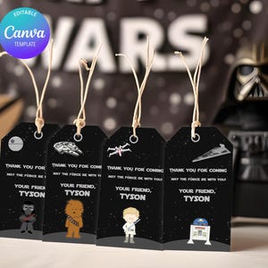 Star Wars thank you tag personalized with your child&#39;s name - digital / printable DIY Star Wars tag - 13 different characters