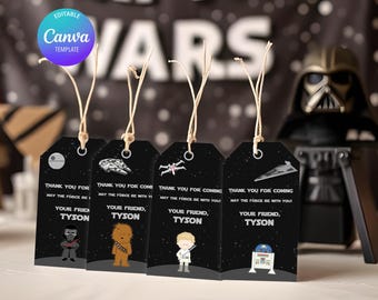 Personalized Star Wars Thank You Tags - Printable Birthday Party Favors (Digital)