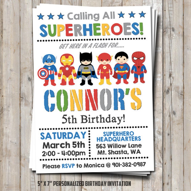 Superhero birthday invitation personalized for your party Etsy