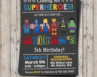 Superhero birthday invitation - personalized for your party - digital / printable DIY
