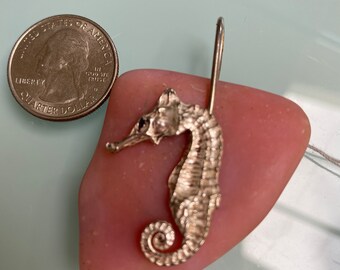 Pink Peruvian opal with sterling seahorse pendant