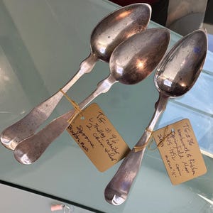 Three coin silver teaspoons