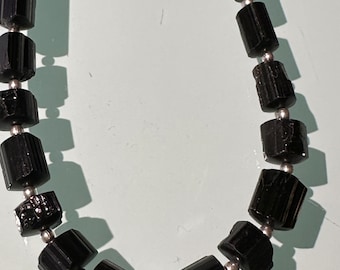 Black tourmaline crystal bead necklace