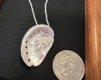 Sterling abalone shell with tiny starfish on sterling chain