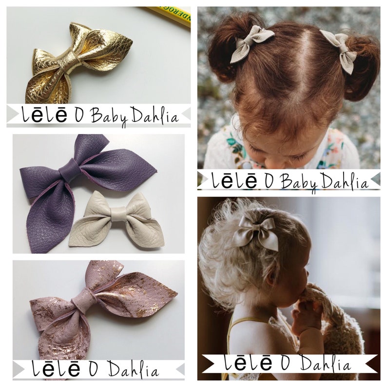 Ivory genuine leather bow, newborn to adult, headband or clip, swallowtail or baby swallowtail image 5
