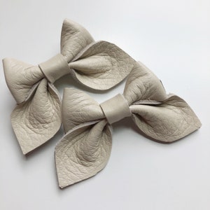 Ivory genuine leather bow, newborn to adult, headband or clip, swallowtail or baby swallowtail image 1