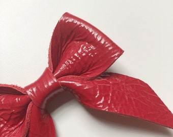 Patent Red "candy apple"  Leather bow, one size fits most, newborn to adult, headband or clip
