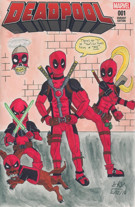Deadpool Sketch Cover Marvel Comics Custom Deadpool Corps - Etsy