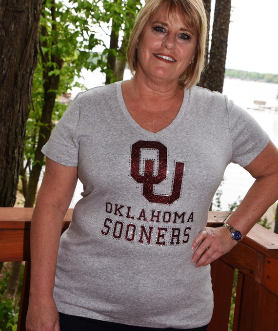Oklahoma Sooners rhinestone glitter bling shirt XS S M L XL XXL 1X 2X 3X 4X 5X