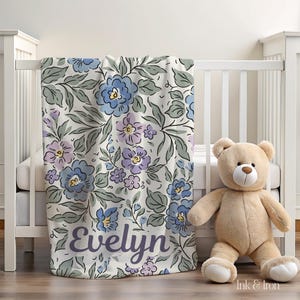 Personalized Floral Baby Girl Blanket - Soft Plush Nursery Decor, Chateaucore Gift for Newborns