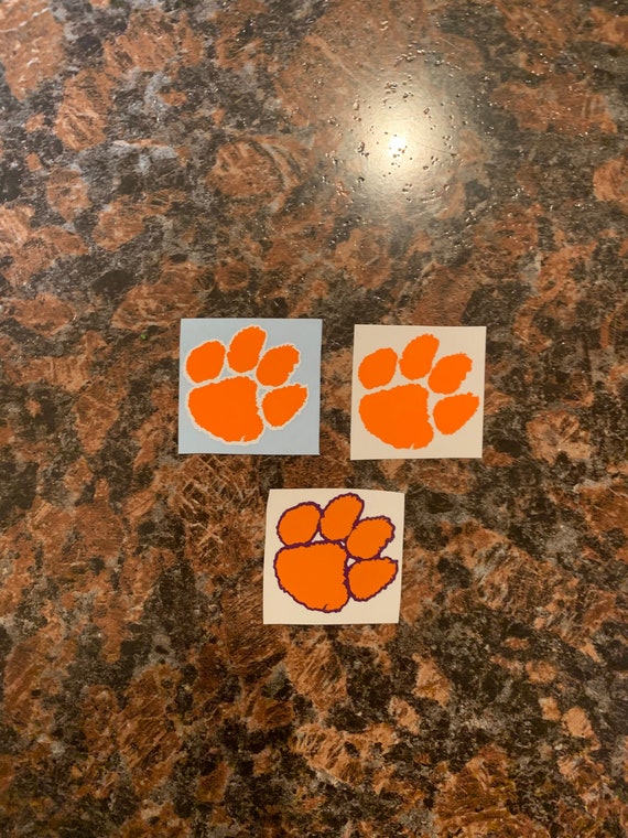 Free Shipping Monogram Decal Clemson Tiger Paw Monogram Sticker Custom Car Decal Laptop Decal Phone Decal Initials