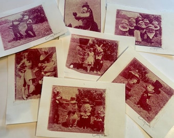 Disney characters in vintage settings with image transfers.  Slides purchased in the 50s.  Signed by the artist.