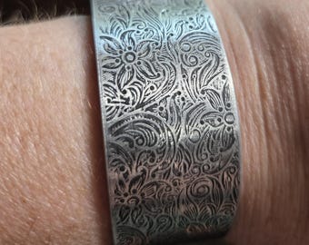 Floral wide hand made cuff bracelet