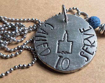 Called to Serve necklace Christian LDS Mormon Pewter hand stamped religious jewelry